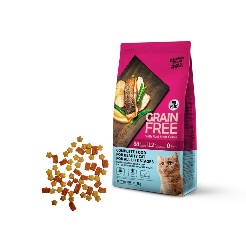 Thức ăn cho mèo ,hạt khô cho mèo Kitchen Plavor 1,5kg(grain&amp;free)