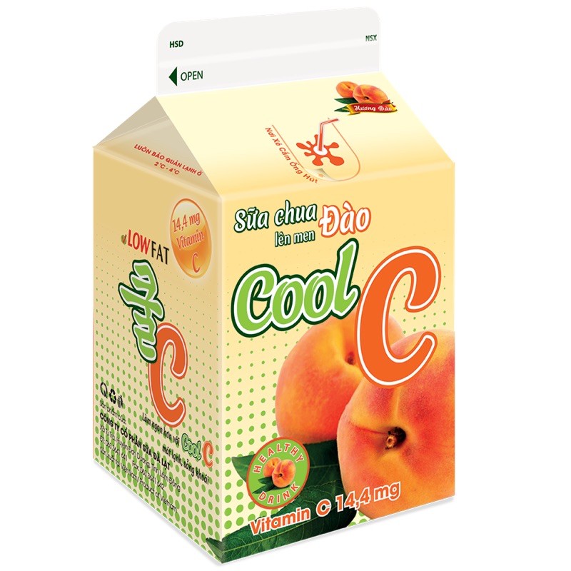 SỮA CHUA LÊN MEN ĐÀO COOL C DALAT MILK 450ML