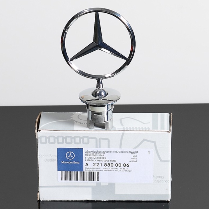 Logo nắp capo đầu xe ô tô Mercedes cao cấp - Hợp kim mạ crom