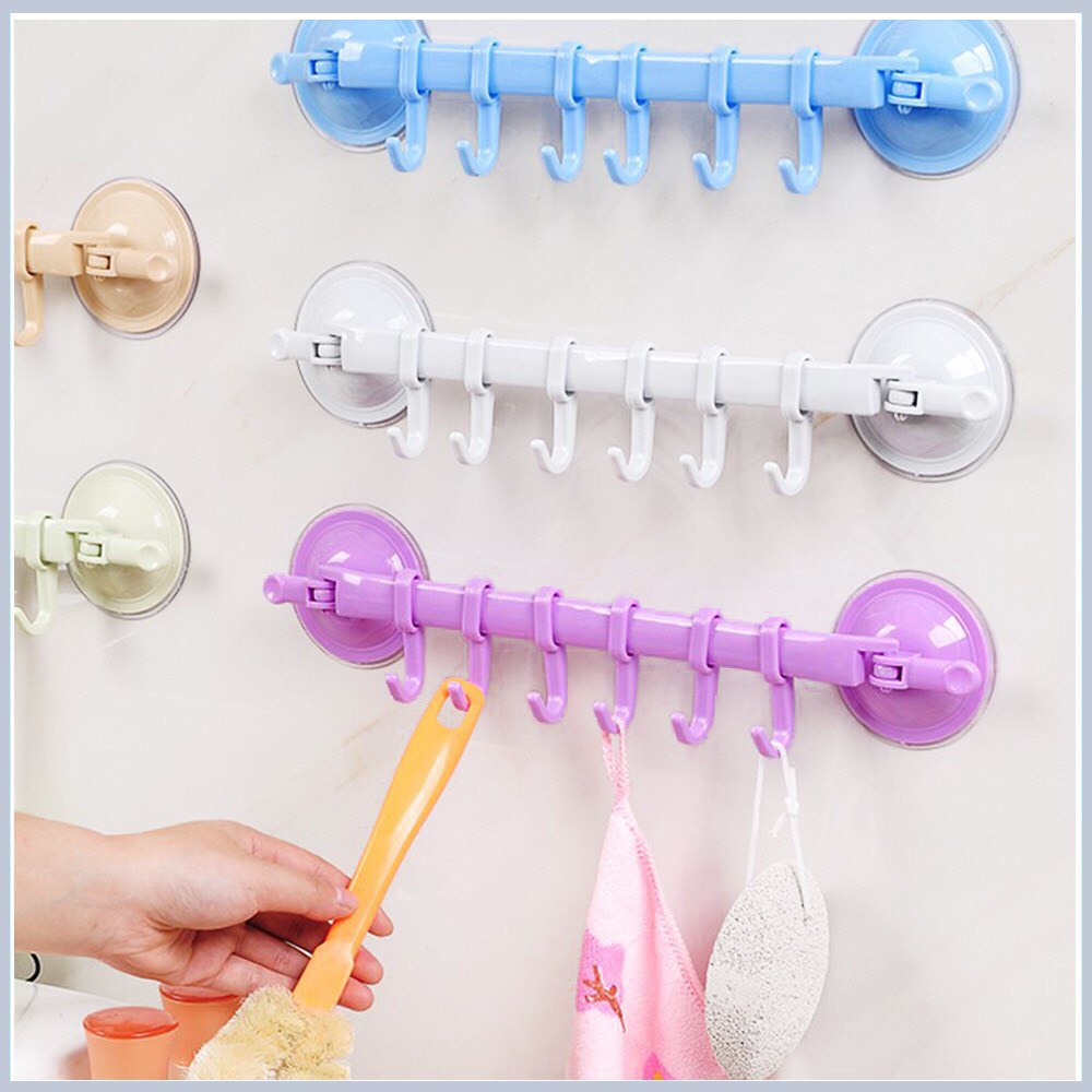 Móc Hút Chân Không, Móc treo đồ hút chân không tiện dụng thanh 6 móc