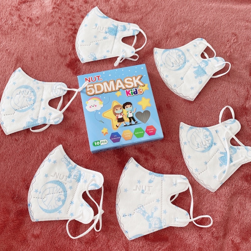 Combo 5 Hộp khẩu trang 5D Trẻ em- Khẩu trang Nut95 5D - Khẩu trang em bé - Khẩu trang y tế cho trẻ