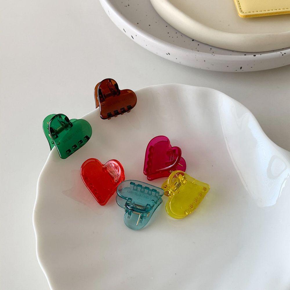 IVORY Kẹp Tóc Hình Trái Tim Bằng Nhựa Acrylic Trong Suốt Phong Cách Retro Dễ Thương Cho