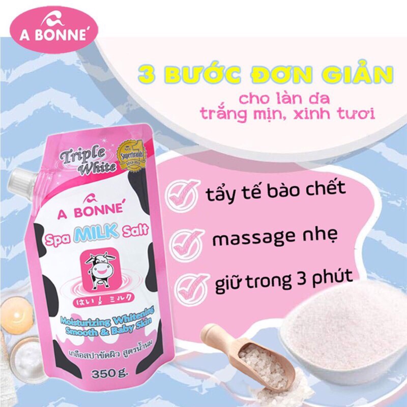 [HÀNG CHUẨN THÁI] Muối tắm sữa bò tẩy tế bào chết A Bonne Spa Milk Salt 350g | BigBuy360 - bigbuy360.vn