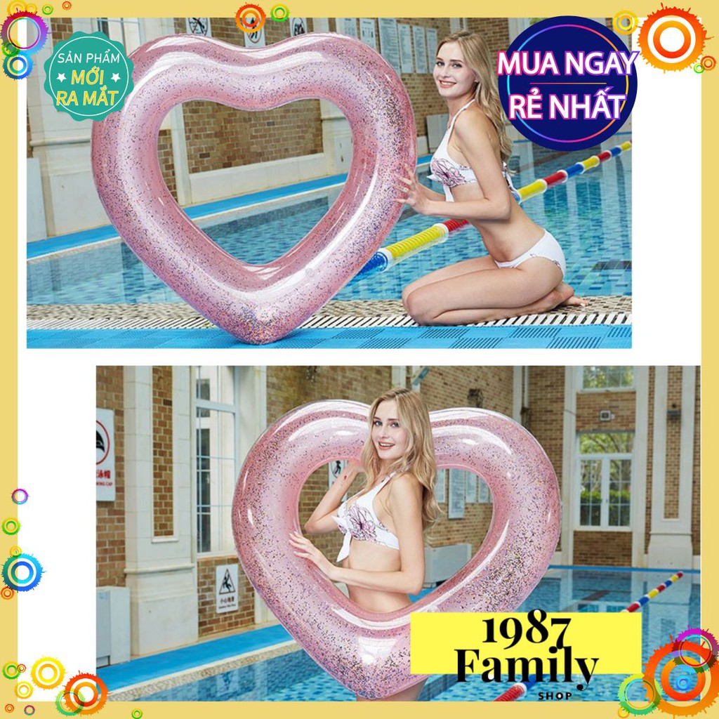 Phao Bơi Hình Trái Tim -Màu Nhũ Lấp Lánh Sống Ảo Cực Chất🎉🎉Chụp Ảnh Lên chỉ Có Đẹp Mê Ly🎉DC006