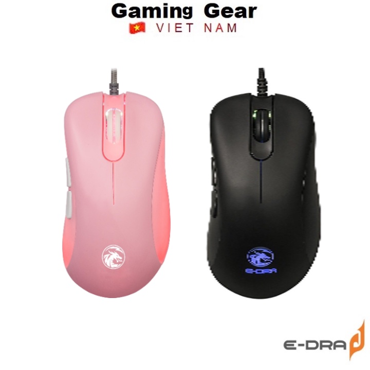 Chuột Gaming Edra EM660 Pro / Black | Lite Pink ( Cảm biến PMW3389 FPS 16000 DPI )
