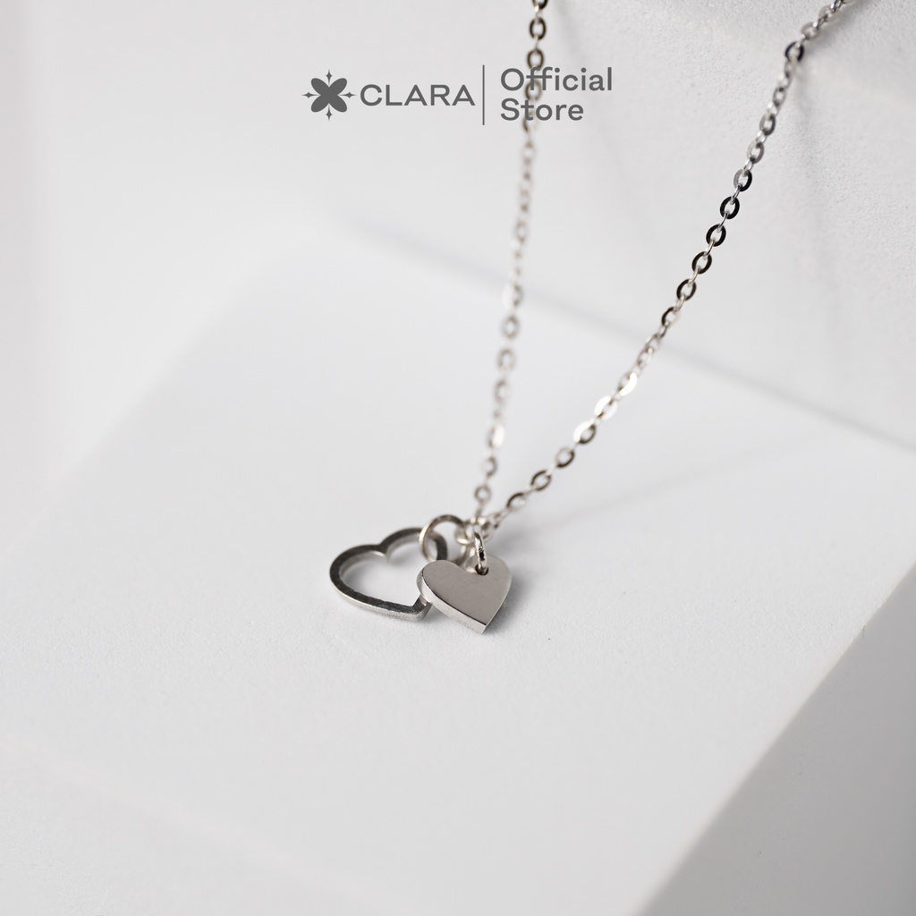 Dây chuyền bạc nữ Tim đôi Double Heart cao cấp - Clara Jewelry DM0008