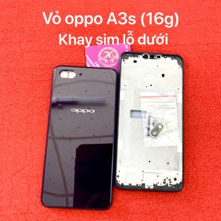 Vỏ oppo A3s (16G) khay sim lỗ dưới full bộ như hình (chưa có khe sim)