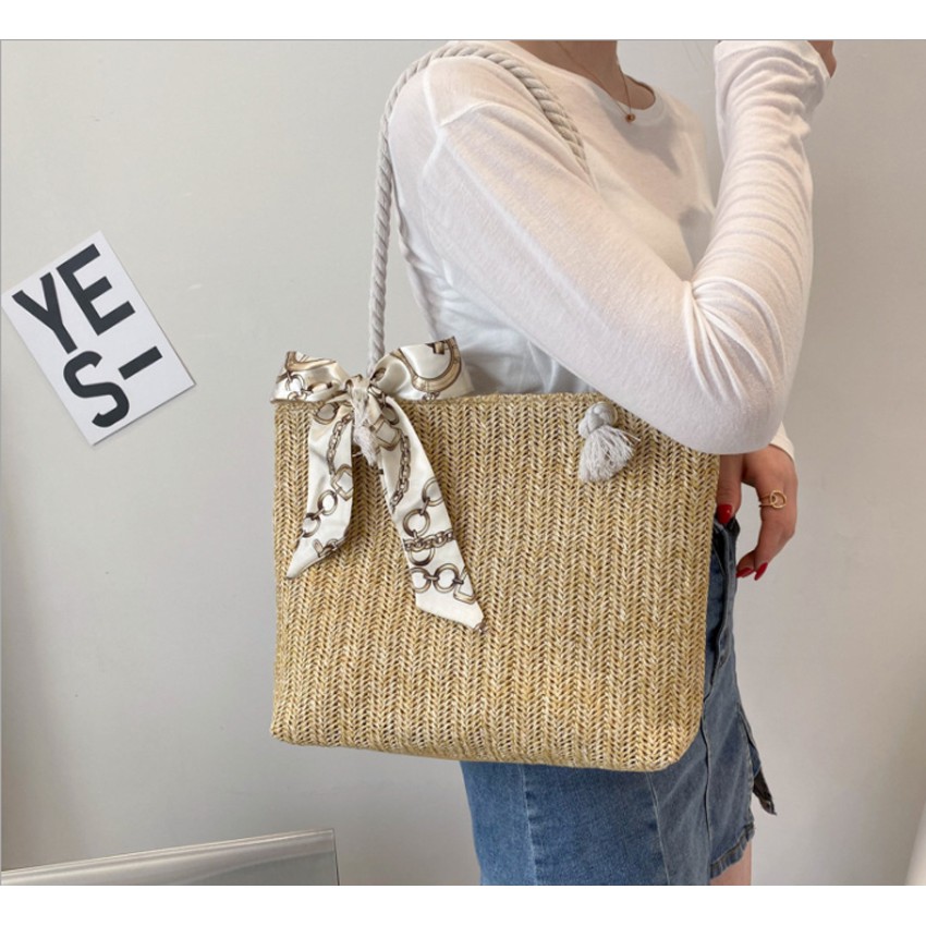 Túi cói Bag.ThanhThu tặng kèm khăn size to 501