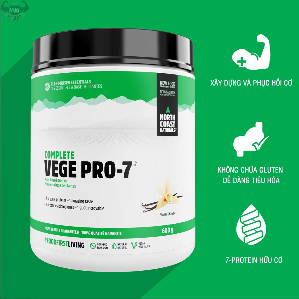 Whey Protein Thực Vật Hữu Cơ Complete Vege Pro-7 North Coast Naturals Hộp 600g
