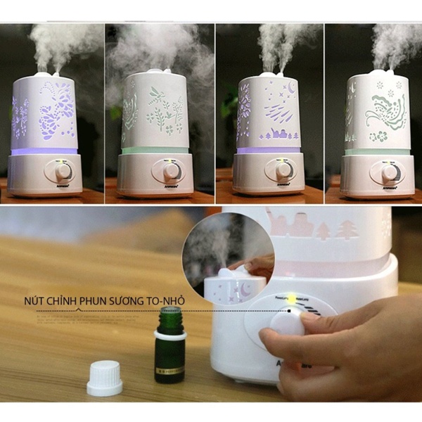 Máy xông tinh dầu Hồ Điệp model 2023, chính hãng Aroma Diffuser Trường An, bảo hành 1 năm, đèn led RGB