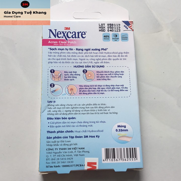 Miếng dán mụn Nexcare hộp 30 miếng - 3M Thương Hiệu của Mỹ, miengdanmun