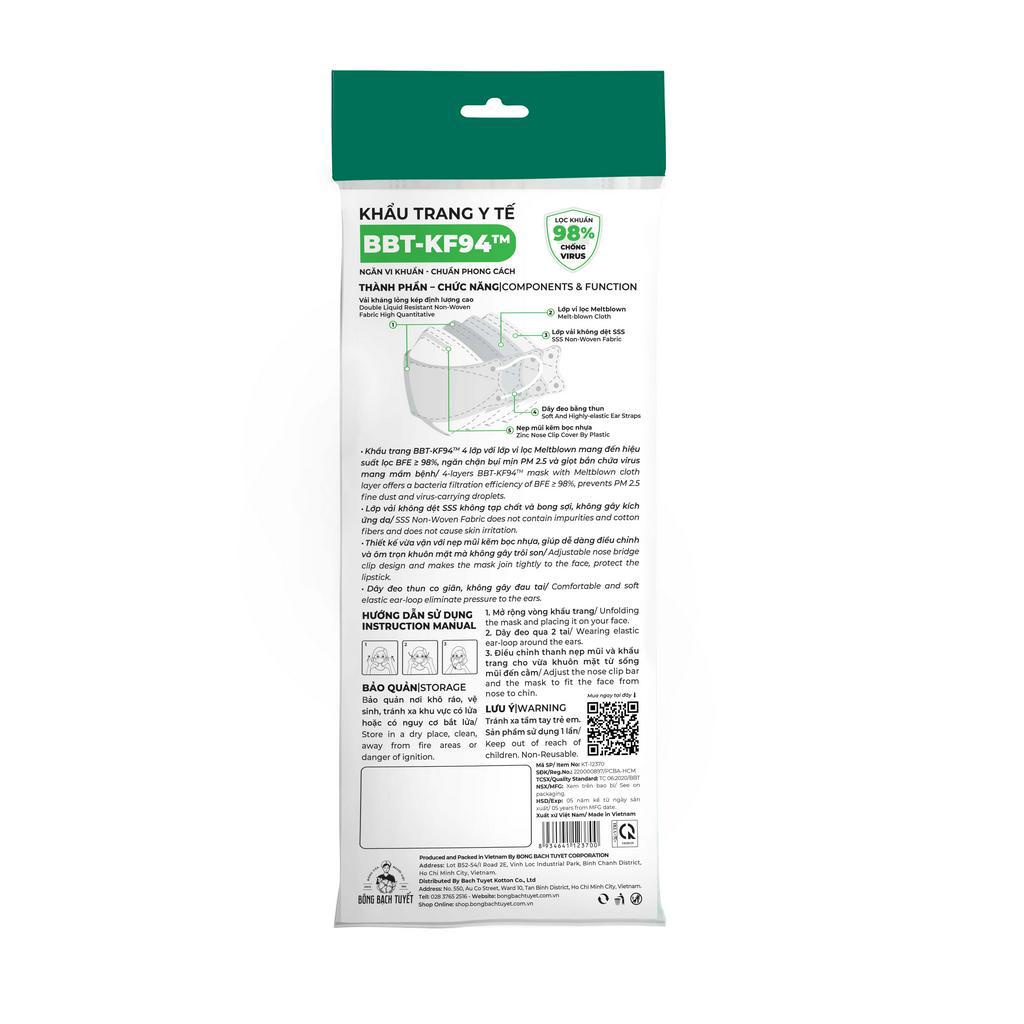 Khẩu trang Bông Bạch Tuyết KF94 Đen 10 cái/gói