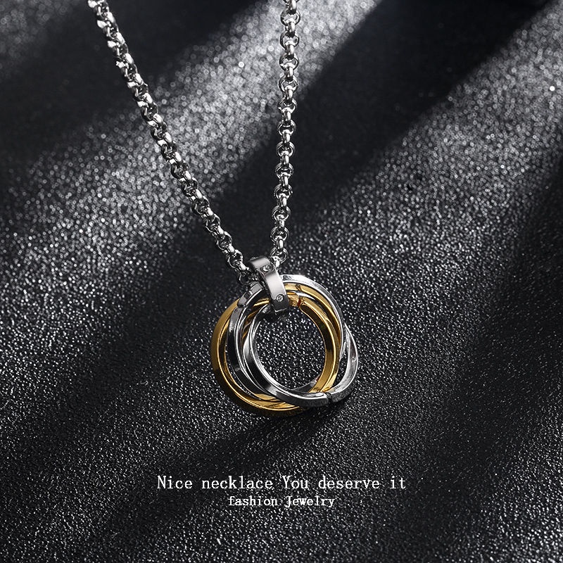 Vòng cổ Mặt Hình Học Bằng Thép Titan Phong Cách Hip hop Thời Trang Cho Nam 2021