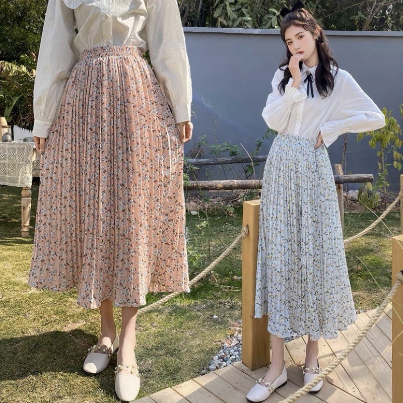 Chân váy hoa nhí vintage dập ly Ulzzang 🌸 CV6622 Hàng Quảng Châu