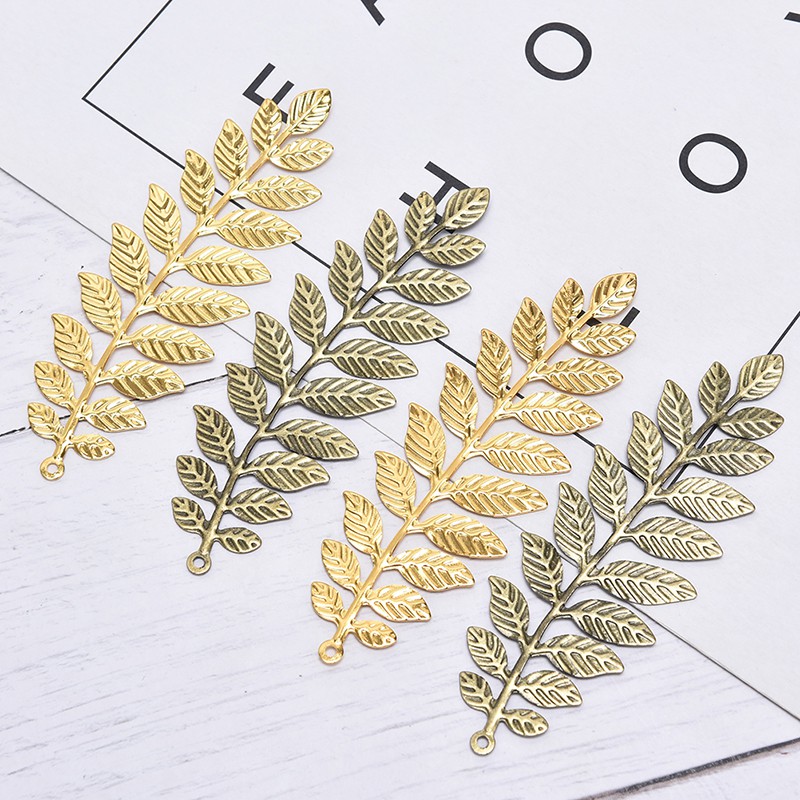 [Bảo Vệ tinh tế♥Set 10 Phụ Kiện Kết Nối Lá Cây Bằng Kim Loại Phong Cách Vintage
