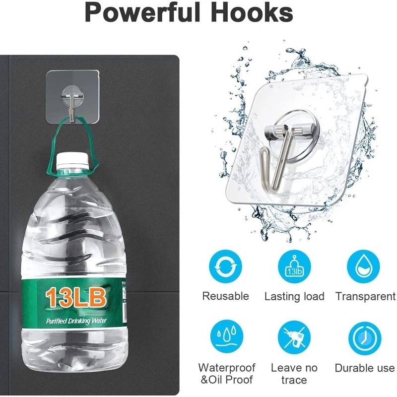 Móc Treo Chìa Khóa Dán Tường Bằng Nhựa Trong Suốt 6*6Cm