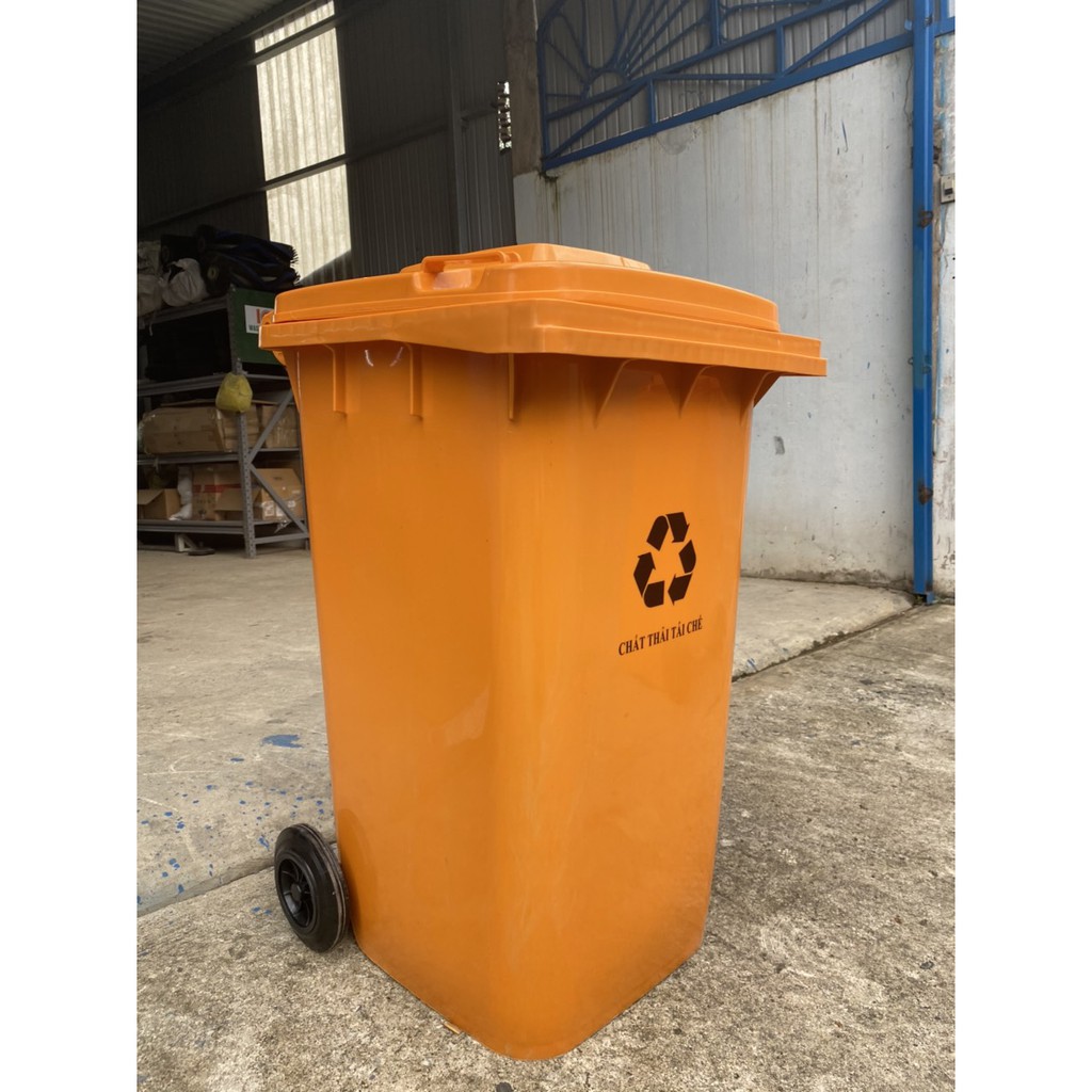 Thùng rác nhựa HDPE 240L màu cam nhập khẩu