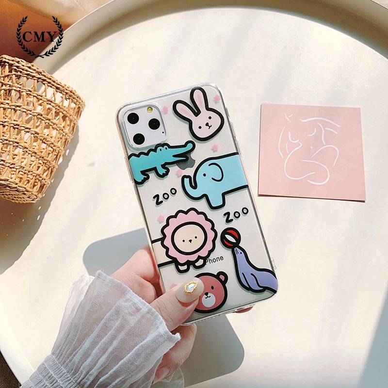 Ốp điện thoại họa tiết sở thú màu vàng và hồng cho iPhone11/11Pro 11pro Max X XR XS XS MAX 78 plus SE | BigBuy360 - bigbuy360.vn