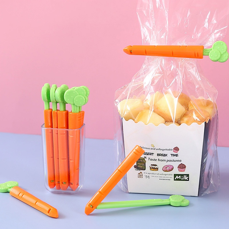 Set 5 Kẹp Niêm Phong Thức Ăn Hình Củ Cà Rốt Hoạt Hình