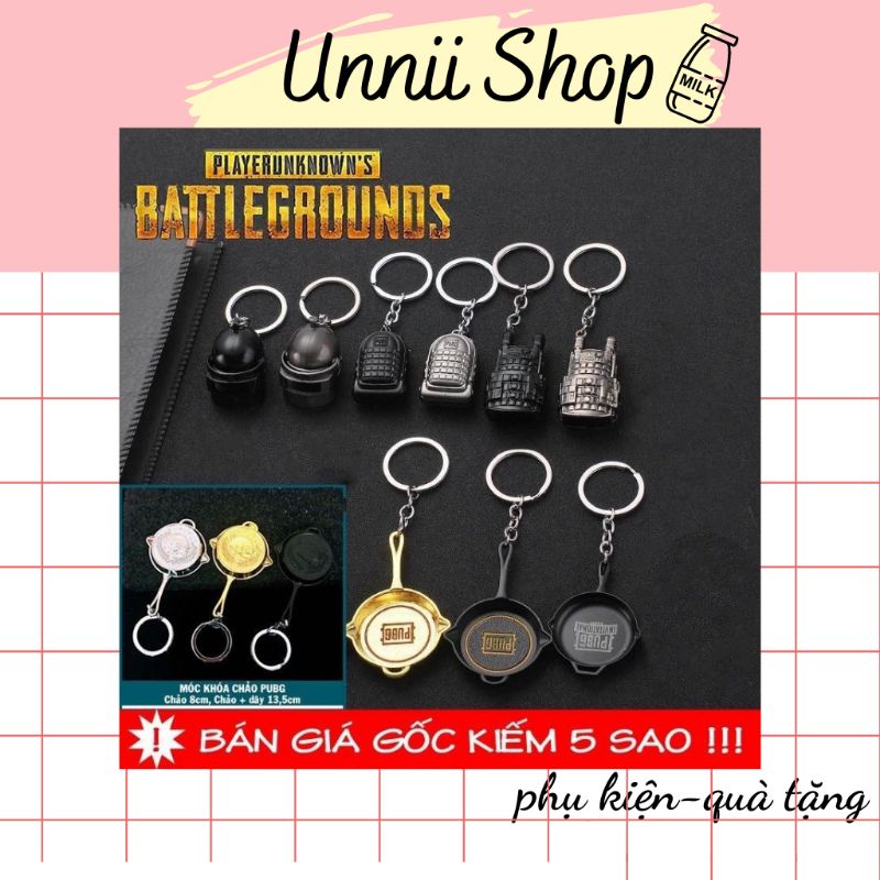 Móc Khoá PUBG Hình Mũ,Giáp,Balo,Chảo,Máy Bay,Huy Hiệu