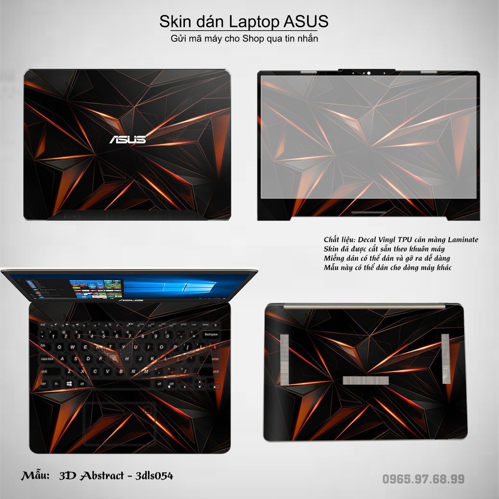 Skin dán Laptop Asus in hình 3Ds (inbox mã máy cho Shop)