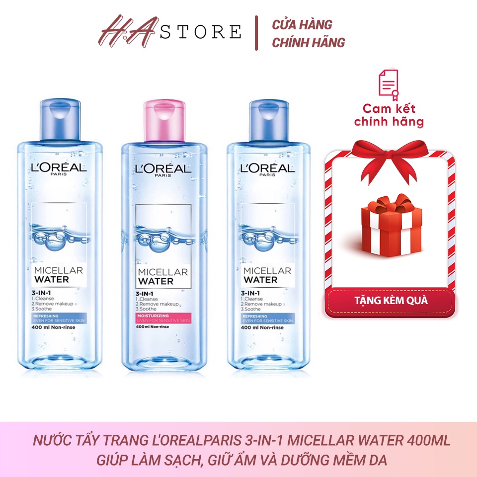 L'Oreal Nước Tẩy Trang Cho Mọi Loại Da Loreal Paris 3-in-1 Micellar Water 400ml