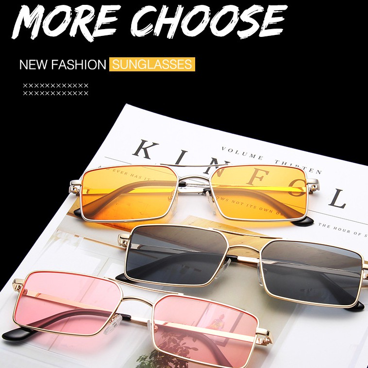 Kính mát gọng kim loại kiểu dáng đơn giản thời trang cho nam nữ