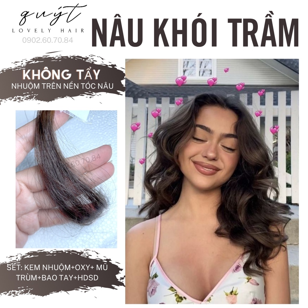 Kem Nhuộm Tóc Nâu Khói Trầm - Nhuộm Trên Nền Nâu - Không Tẩy - Tặng Oxy