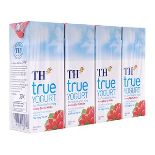 Lốc 4 hộp sữa chua uống hương Việt Quất/ Cam/ Dâu TH True Yogurt 180ml x 4