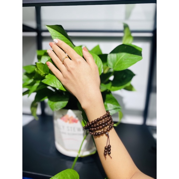 Chuỗi tràng 108 hạt gỗ mun hoa 6ly
