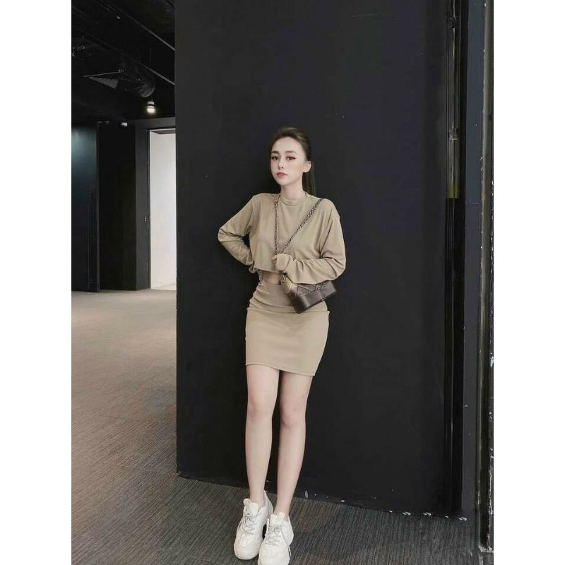 [ Mã FAMAYWA2 giảm 10K đơn 50K] Sét Nhà áo crt rộng chân váy ôm thun borip | BigBuy360 - bigbuy360.vn