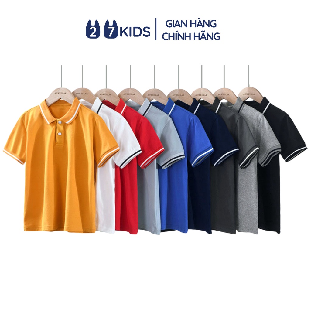 Áo Polo bé trai ngắn tay 27Kids AKLAowkulae thun sơ mi cộc nam cho trẻ từ 4-14 tuổi BSPO3
