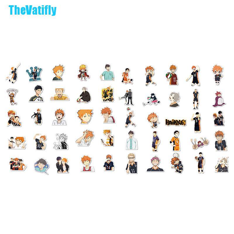 Bộ 52 Miếng Dán Trang Trí Hình Anime Haikyu Dễ Thương