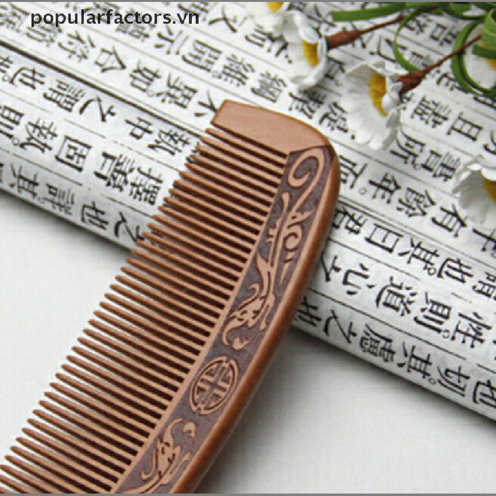 Lược Gỗ Đào Tự Nhiên Chải Tóc Chống Tĩnh Điện Mát Xa Da Đầu