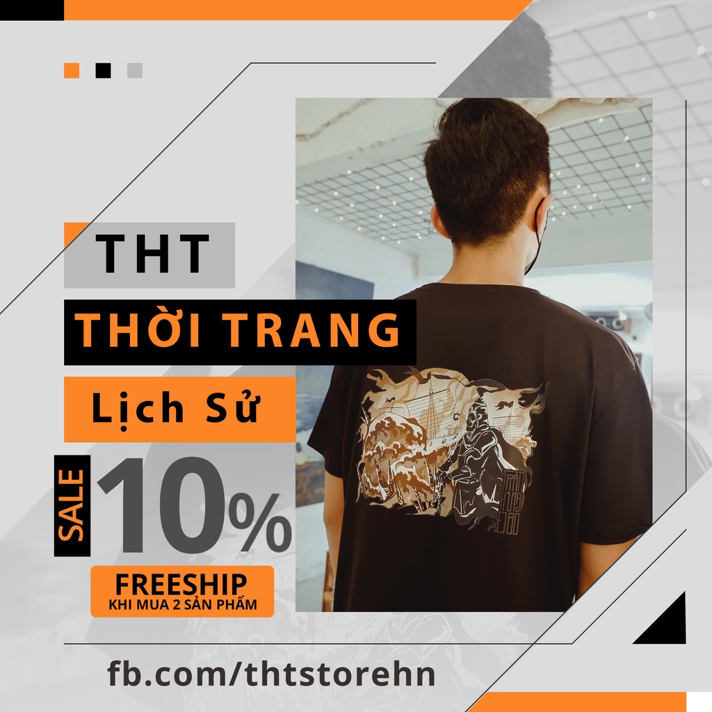 Áo Thun, áo phông rộng local brand_Freesize_Họa tiết Anh hùng dân tộc_Nam màu đen