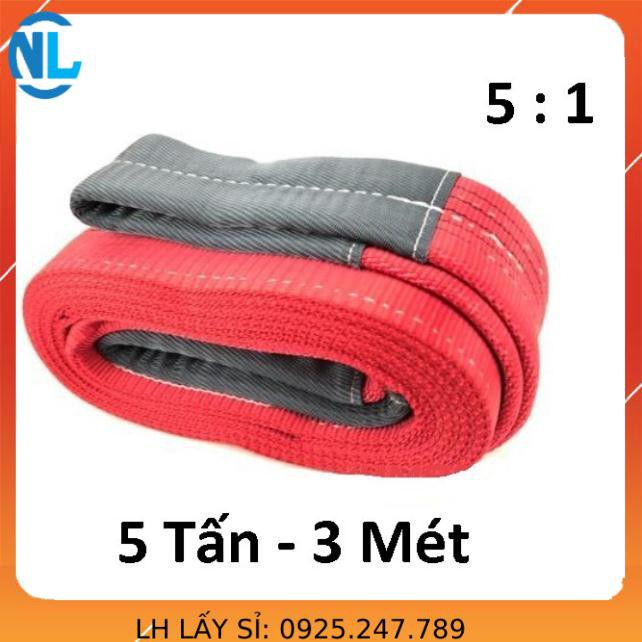 Dây cáp vải cẩu hàng 5 Tấn - bản 125mm - Hệ số 5:1 - 3 Mét