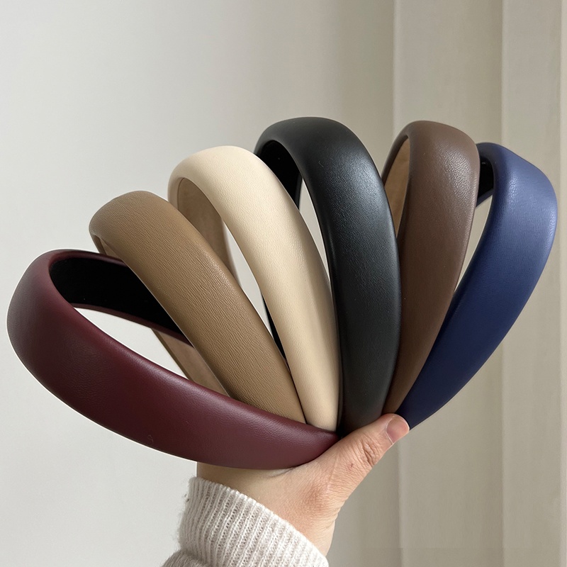 Băng Đô Cài Tóc Bằng Da PU Phong Cách Hàn Quốc Cổ Điển Thời Trang Cho Nữ