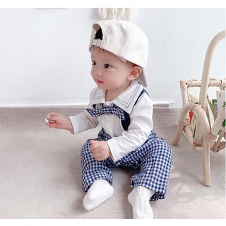 Body nơ caro công tử cho bé trai bảnh bao 7-16kg