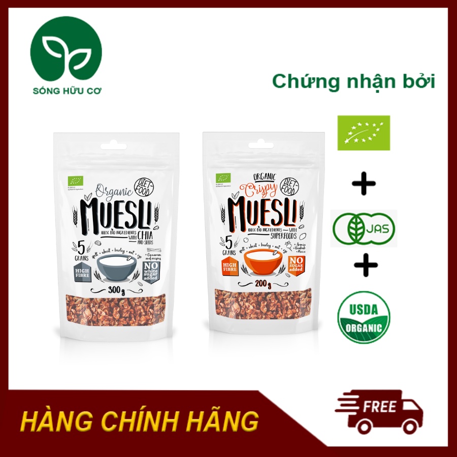 Ngũ cốc giảm cân ăn kiêng muesli giòn siêu thực phẩm, trái cây hạt chia hữu cơ 200g Diet Food cho bé ăn sáng, healthy