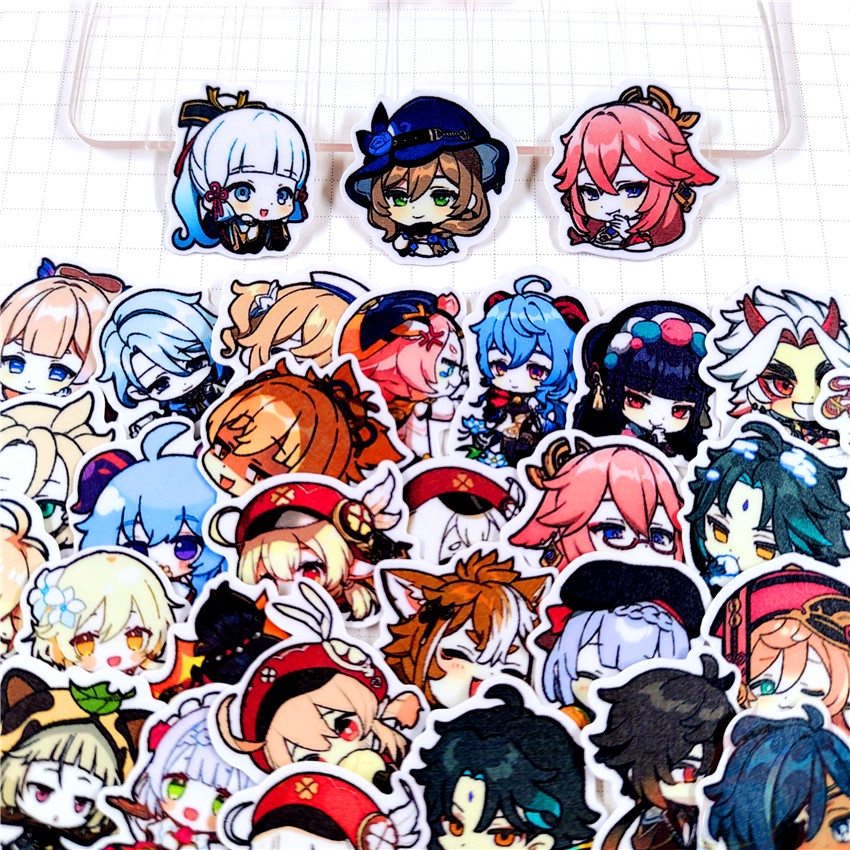 60Pcs/Set ★★★ Q Genshin Impact Q-2 Mini Diary Manual Stickers ★★★ DIY Fashion Scrapbooks Album Decor Decals Stickers