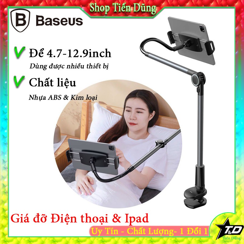 Giá đỡ điện thoại ipad chân kẹp hay bộ đế giữ chân kẹp ipad điện thoại tablet từ 4,7 - 12,9 inch thương hiệu hãng baseus