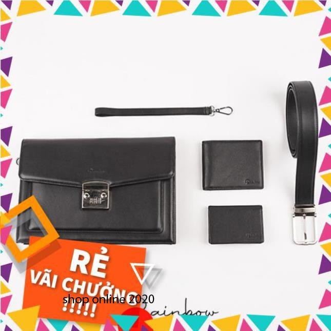 Bộ quà tặng clutch cầm tay, ví da, thắt lưng RBMLGS 005 BLK