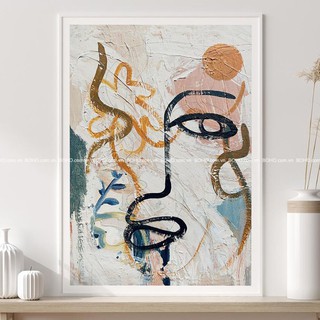 Tranh BOHO trừu tượng 50*70cm - Tranh canvas treo tường phòng khách phòng ngủ, tặng đinh 3 chân treo tranh.
