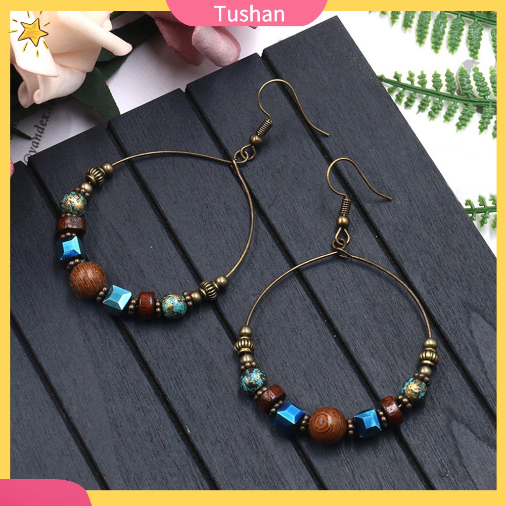 Hoa tai dáng tròn phong cách Bohemian thời trang cho nữ