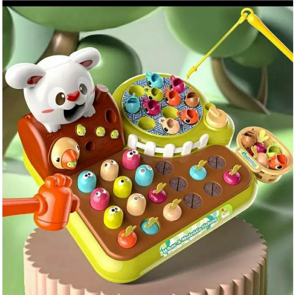 Đồ Chơi Nông Trại Vui Vẻ 4in1 Cho Bé Câu Cá, Đập Chuột, Trồng Cà Rốt, Bắt Sâu