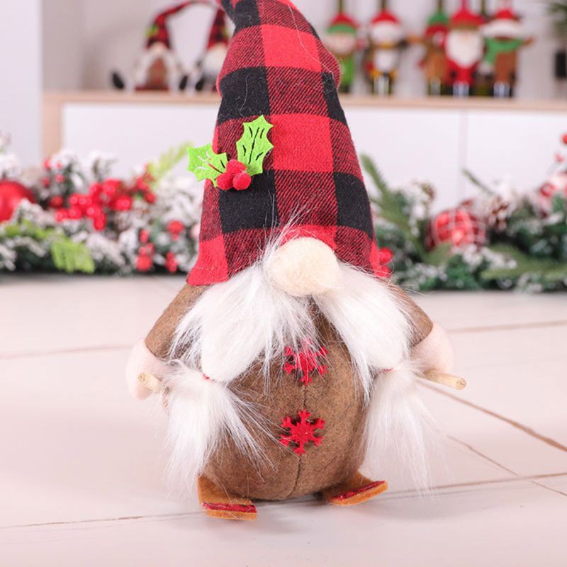 PRI* Handmade Skiing Gnome Swedish Tomte Christmas Elf Doll Toy Ornaments Shop Window Table Decoration