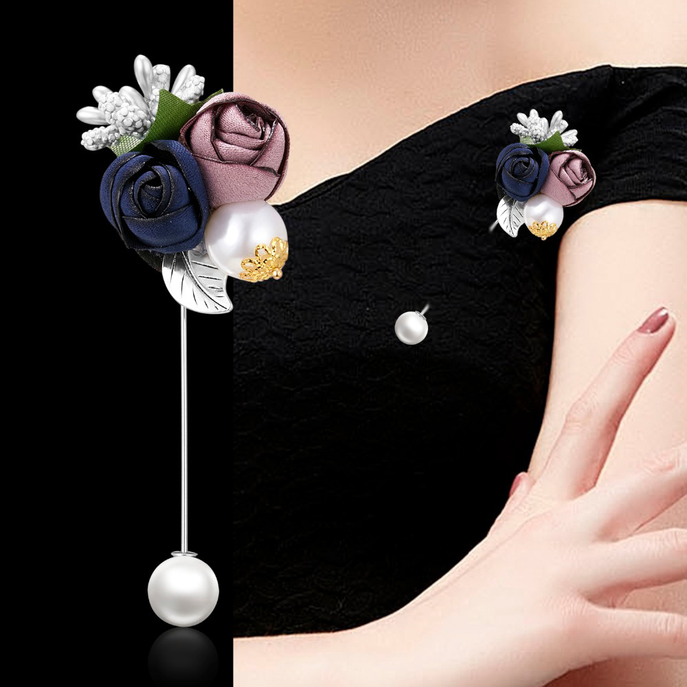 Ghim cài áo kiểu hoa đính ngọc trai giả thời trang dành cho nữ