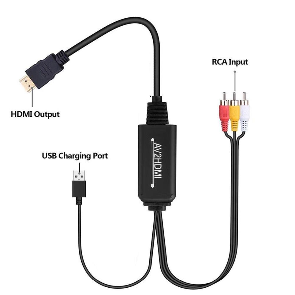 Cáp chuyển đổi composite AV RCA sang HDMI tương thích với đầu ra tương thích HDMI 1.8M RCA 3 trong 1