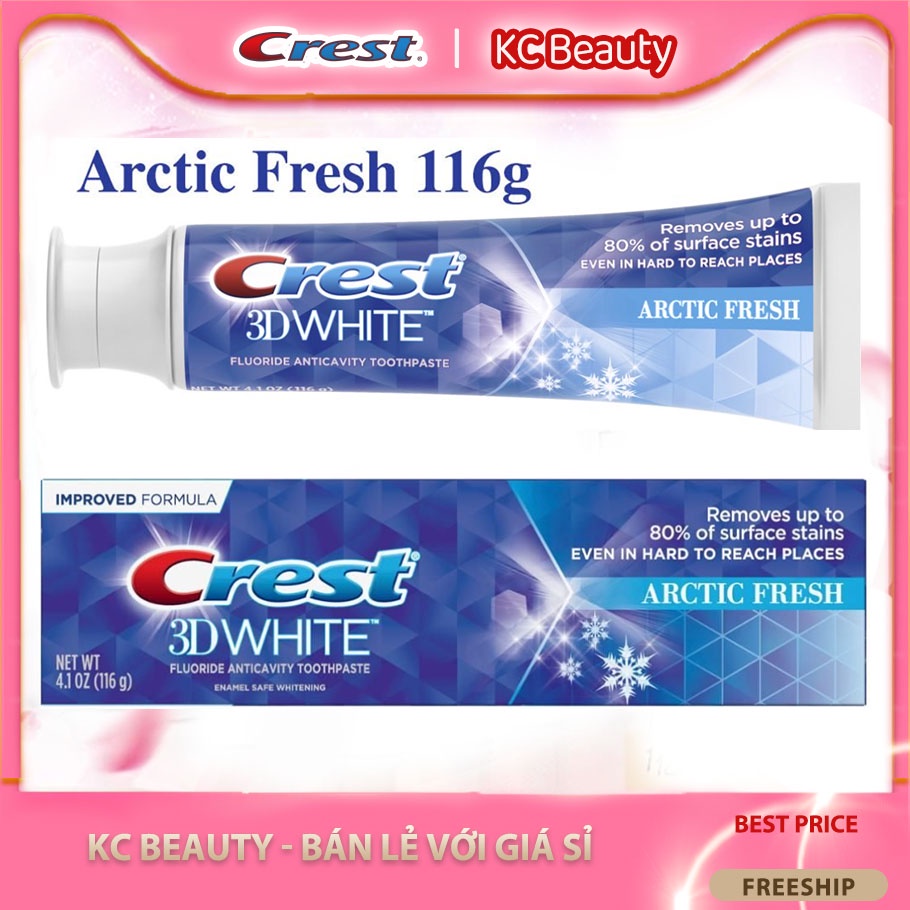 Kem đánh răng Crest Arctic Fresh 116gr - Giúp hơi thở thơm mát dài lâu và trắng răng vượt trội