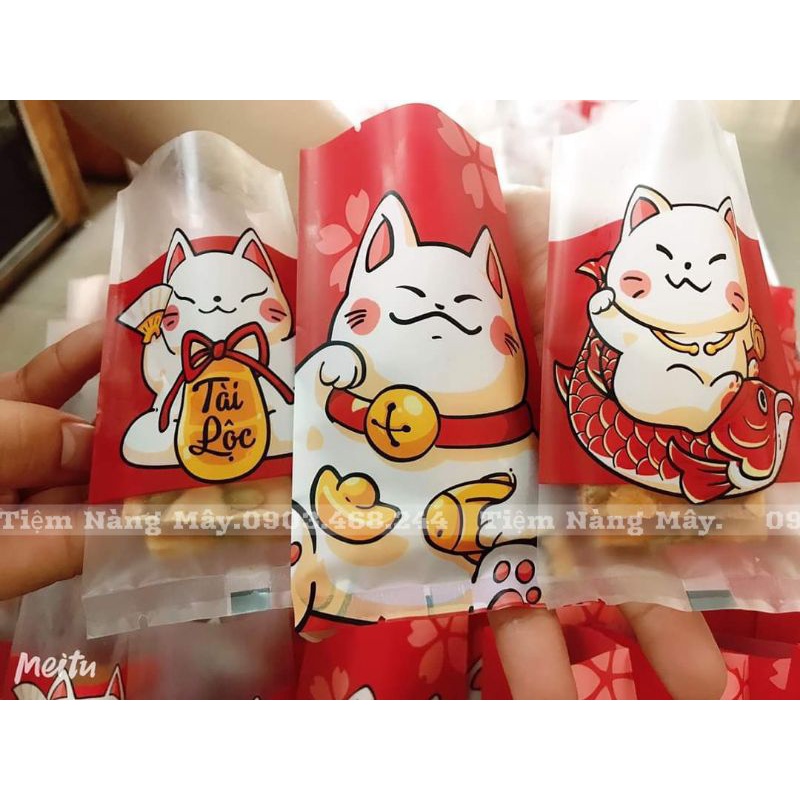 Túi bánh dứa mèo thần tài 7x12cm giao mẫu ngẫu nhiên